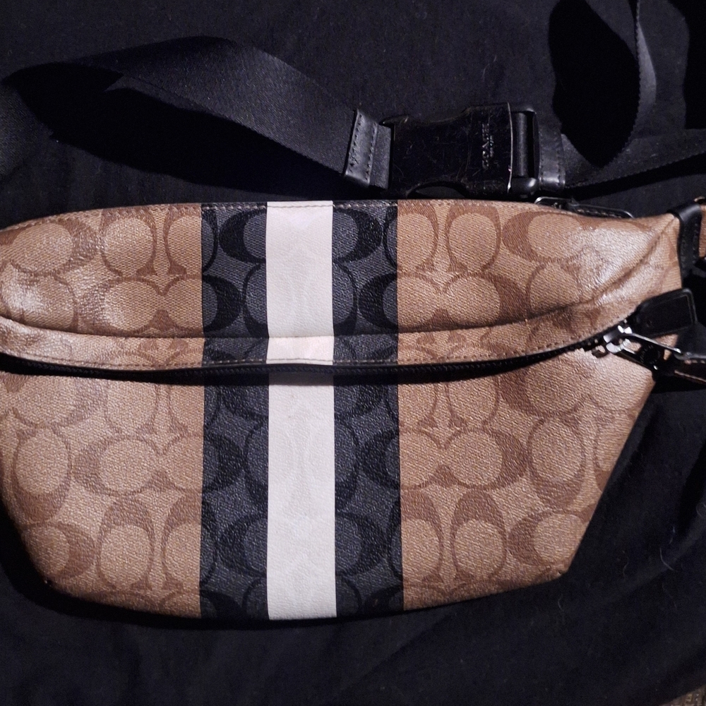 Coach Signature Canvas Varsity Stripe Grade Belt Bag C3228